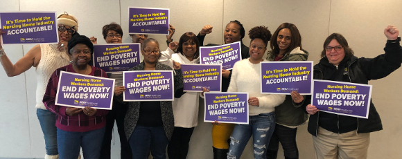 (Feb. 1st, 2020: At our nursing homes monthly membership meeting workers commit to "ending poverty wages" by the nursing home industry as our association master contract expires May 1st of this year). 