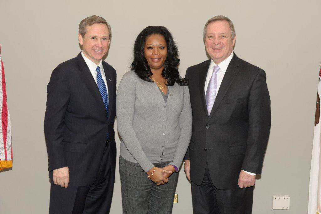 Traci Myers with Sens. Kirk and Durbin