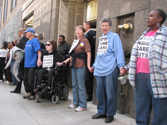 Members, seniors, and allies rally for home care in the summer of 2012.