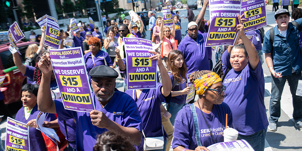 Hospital Service Workers Rallying for $15 and a Union