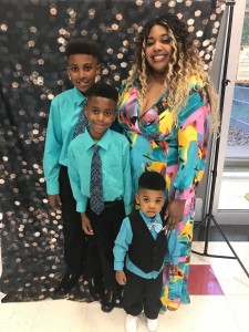 Mosley with her sons, Isaiah Mosley (age 12), Elijah Mosley (age 8), and Jeremiah Mosley (age 2).