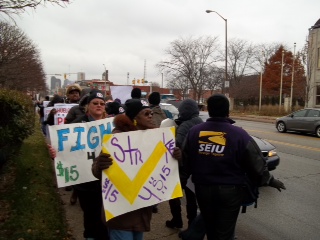 SEIU members stood with McDonald's strikers in Indianapolis.