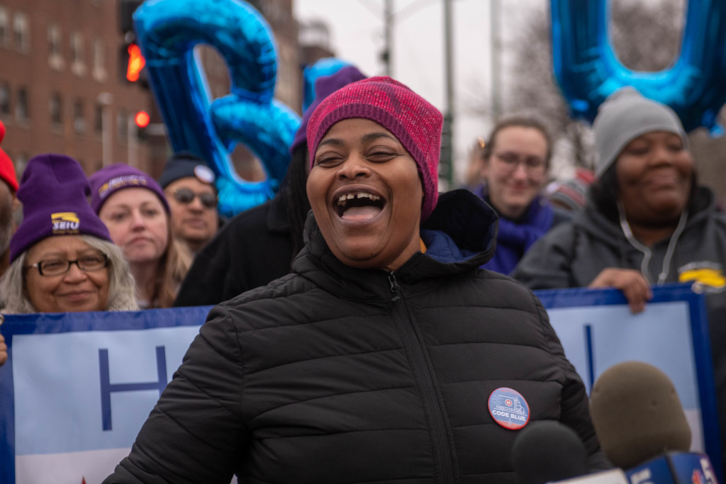 Chicago, Health systems, Hospital Code Blue, Hospitals, Janette Taylor, Jason Irvin, Labor, Protest, Rosanna Rodriguez, SEIU, SEIU HCII, Toni Preckwinkle, unions