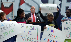 John Gregg at Minimum Wage Rally, October 22 2016