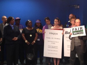 SEIU HCII members joined the press conf, and attended the hearing to require corporations to be transparent on what they pay in taxes. 
