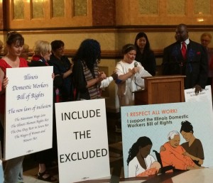 Sherry Kline says domestic workers deserve respect, fair wages, and basic protections, State Capitol, Sept. 9th, 2015. 