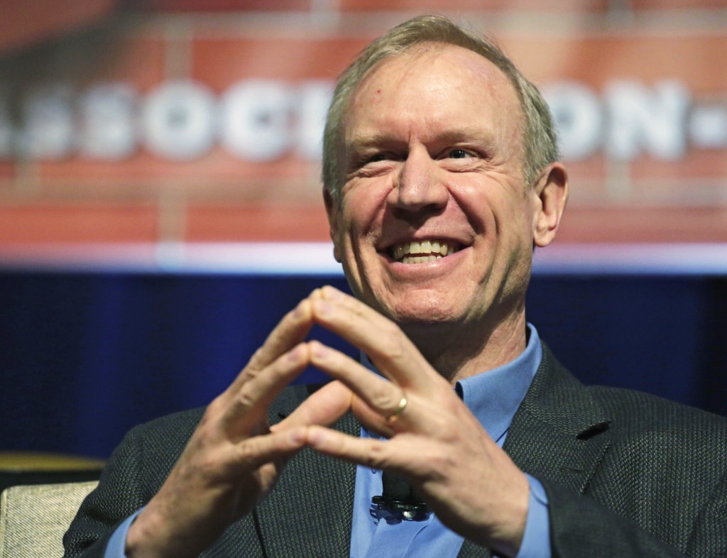 Rauner hands sneaky smile