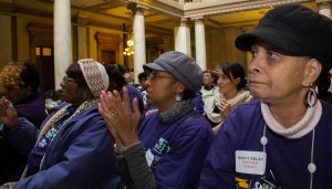 Members rallied for greater coverage at the Indiana Statehouse.