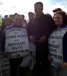 Civil rights leader Rev. Jesse Jackson marched with members from Selma to Montgomery, Alabama.