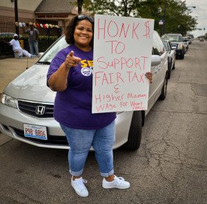 Dozens of cars honked in our support--Chicago wants a fair tax!