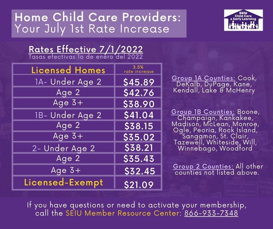 Rate Increase for Home Child Care Providers! SEIU Healthcare