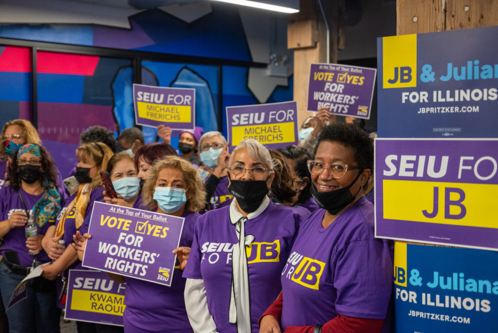 JB Pritzker rally/endorsement at HCII office 10-29-22