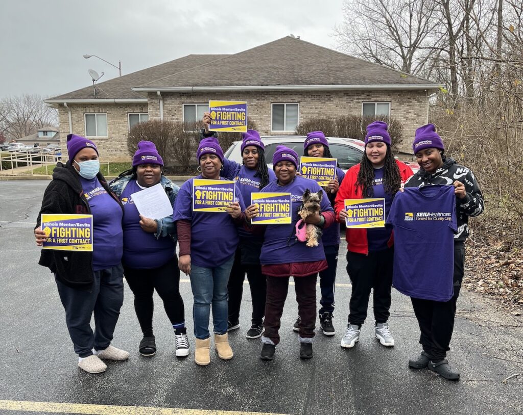 Illinois Mentor/Sevita workers deliver petitions in Swansea, IL